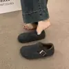 Outono 2026 Novo Casaco Retrô Francês Bico Redondo Forrado com Feltro Sapatos Birkenstock para Mulheres Slip-on Tamancos Quentes de Algodão