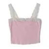 2026 Verano Transfronterizo Nuevo Estilo Camisola Sexy con Ribete de Encaje Top Corto Ajustado Estilo Chica Caliente Europea y Americana para Mujer