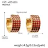 Pendientes de Lujo Ultra Brillantes de Media Ronda de Cuatro Filas Completamente de Diamante con Circonita Estrellada Europea y Americana, Pendientes Sencillos Personalizados para Mujer
