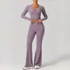 Conjunto de yoga otoño e invierno europeo y americano para mujer, secado rápido, cintura alta, realce de glúteos, pantalones deportivos de pierna ancha para fitness, ocio al aire libre y running