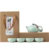Juego de Té Kung Fu Portátil para Viaje con Tetera de Cerámica Xi Shi, Juego de Una Tetera y Dos Tazas o Cuatro Tazas, Regalo Creativo Personalizado