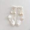 Calcetines blancos para niñas, estilo japonés, bonitos y dulces, con lazo de encaje, de longitud media, para primavera y verano, estilo Lolita.