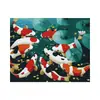 Fábrica de pintura al óleo digital DIY de nieve para ventana, venta al por mayor, marco combinado sin marco, buen marco interior estirado, estilo de generación de múltiples bordes