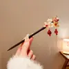 Nueva Horquilla de Lujo Estilo Chino Imitación Ébano con Borlas de Estilo Antiguo para Mujer, Adecuada para Cabello Grueso