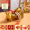 Elefante de Latão Puxando um Carrinho Taça de Tesouro Ornamento para Casa e Loja, Estatueta de Animal para Atrair Riqueza, Artesanato Decorativo Estilo Chinês