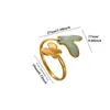 Anillo de Trébol de Cuatro Hojas Verde con Goteo de Aceite Transfronterizo, Simple y Fresco, Anillo de Flor Mariposa con Forma de Corazón, Estilo de Nicho, Venta al por Mayor para Mujeres