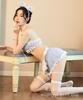 Novo Conjunto Cosplay de Lingerie Sexy Xadrez Uniforme de Empregada Pura Alça Avental cosplay