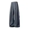 Pantalones Casuales de Trabajo al Aire Libre Estilo Japonés Nuevo Primavera Pantalones de Pierna Ancha Plisados con Caída Retro Americano