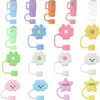 En stock, venta al por mayor, cubierta universal de silicona para pajita, accesorios para sombrero, leche, té, dibujos animados, tapón antipolvo para pajita, tapa de pajita