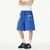 Shorts Casuais com Estampa de Letras Estilo Americano para Homens e Mulheres, Calça Esportiva Versátil da Moda para o Verão, Shorts de Cinco Pontos Retos Soltos e Frescos