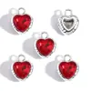Colgante de corazón de piedra brillante incrustada en aleación simple para pulsera, collar, pendiente DIY, accesorio decorativo W715