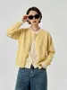 Omon Casa de Tartas de Huevo Cárdigan de Punto Dos en Uno 2024 Otoño Nuevo Elegante Cuello Redondo Color Sólido Top de Punto