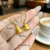 Mismo estilo que la tienda de oro, oro arena, macizo, mate, gancho curvo, cepillado, Fu Lu Hulu, pendientes colgantes, retro, simple, estilo chino, regalo