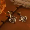 Falda de Moda con Estampado de Leopardo, Aretes en Forma de Corazón, Estilo Vintage Dorado, Joyería Transfronteriza Creativa Clásica de Nicho