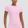 Nueva camiseta de color liso, ropa de yoga de secado rápido, top versátil de manga corta para fitness, cubierta para correr al aire libre y deportes, de manga corta para mujer