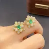 Aretes Transfronterizos de Esmeralda Natural para Mujer, Accesorios de Nicho de Alta Gama, Joyería de Plata 925, Joyería de Lujo 4*5, Venta Directa de Fábrica