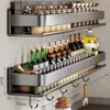 Prateleira de Cozinha Prateleira de Especiarias Sem Perfuração Doméstica Multifuncional Armazenamento de Especiarias Prateleira de Armazenamento de Especiarias de Parede