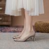 Zapatos de tacón bajo cuadrados de nuevo estilo para mujer, tacón medio, verano 2026, retro francés, punta cuadrada poco profunda, tacón fino, gris elefante, tacones altos para el trabajo