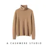 Suéter gola alta 100% cashmere puro, novo estilo para mulheres, pulôver de malha de manga longa, base para outono e inverno, gola alta, simples e macio