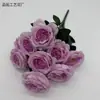 Camellia de 9 ramas con bordes rizados, ramo de rosas artificiales, decoración de arco para pasillo de boda, flores artificiales para comercio transfronterizo y arreglos florales