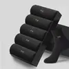 Calcetines Deportivos de Algodón Puro para Hombre, Absorbentes de Sudor y Desodorantes, de Longitud Media, Color Negro, Calcetines de Negocio Antibacterianos Completamente Negros para Primavera, Otoño y Verano