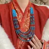 Nuevo Collar Hanfu de Estilo Chino Multicapa Estilo Xizang para Mujer, Cadena Clásica para Clavícula con Cuentas Estilo Xizang, Accesorios Xizang