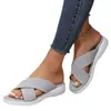 Nueva colección de verano: Sandalias para mujer talla grande, con suela gruesa, diseño cruzado, parte superior de tela cómoda y transpirable, y estilo europeo y americano