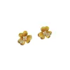Pendientes de flor cepillada con incrustaciones de diamantes brillantes estilo antiguo dorados, de alta gama y elegantes, con pequeñas flores tridimensionales, dulces y retro, un regalo para mujeres