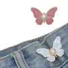 Hebilla de Cintura de Mariposa con Patrón de Perlas Ajuste de Cintura de Jeans Botón Fijo Pantalones Demasiado Grandes Se Pueden Ajustar a un Tamaño Más Pequeño Sin Perforar Agujeros