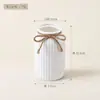 Vaso de Flor de Estilo Cream Nordic para Sala de Estar com Listras Verticais Brancas Decoração de Arranjo de Flores Vaso de Plástico Moderno Simples