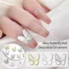 Joias para Unhas Artísticas Estereoscópicas Borboleta em Relevo Francês Liga de Ouro e Prata Borboleta de Asa Aberta Acessórios de Unha Vestíveis DIY