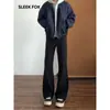 Pantalones casuales para hombre con dobladillo curvo, elegantes y un poco rebeldes, tendencia de otoño, holgados, buena caída, pantalones de pierna ancha, pantalones ligeramente acampanados