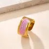 Anillo Transfronterizo Europeo y Americano de Acero Inoxidable con Apertura de Aceite de Colores Anillo Ajustable para Mujeres Joyería de Acero de Titanio de Lujo Ligero Francés Fábrica