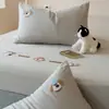 Sábana bajera de algodón cepillado, 100% algodón puro, diseño de dibujos animados, protector de colchón, funda antipolvo, pieza única, funda de almohada de cobertura total, juego de tres piezas