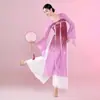 Nuevo Estilo Hanfu Ajustado Clásico Vestido Fluido de Danza para Mujer, Hanfu con Cinturilla Alta hasta el Pecho, Vestido Chino de Práctica con Largas Cintas Fluidas, Vestido de Gasa Estilo Han y Tang