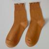 Calcetines Apilables para Mujer Primavera y Otoño Nuevos Ins Color Morandi Calcetines de Algodón de Longitud Media Estilo Coreano Moda Lindos Calcetines con Borde de Oreja Estilo Japonés