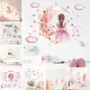 Pegatinas Inspiradoras para Niña de Vestido Largo Más Vendido Transfronterizo Mariposa Flor Habitación Infantil Habitación de Princesa Pegatinas Decorativas de Pared con Energía Positiva