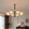 Luminárias para Sala de Estar e Sala de Jantar Estilo Francês Meio do Século Americano Retrô Madeira Maciça Âmbar Vidro Atmosfera Lustre de Quarto de Luxo