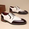 Superventas de Amazon Transfronterizo Tallas Grandes para Hombre Zapatos de Cuero Estilo Británico Formal de Negocios con Cordones y Brogue Tallado - 25506