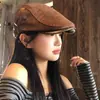 Estilo de Dinero Antiguo Japonés Suede Terciopelo Otoño/Invierno Nueva Llegada Gorra Delantera Mujer Retro Casual Versátil Dulce Fresco Boina al Revés Mujer