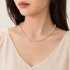 Collar de Perlas de Vidrio de 4-12 mm Collar de Perlas para Mujer Cadena Texturizada Cadena para Clavícula Collar Versátil de Estilo Francés para Mujer
