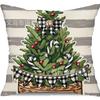 Funda de Almohada Navideña Caliente de Invierno Transfronteriza Papá Noel Muñeco de Nieve Pino Sofá Decorativa Lino