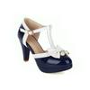 Primavera y Verano Nuevo Dulce Charol Punta-Punta Tacón Grueso Sandalias Correa con Hebilla en T Adornado Casual Moda Talla Romana Grande y Pequeña