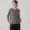 Suéter de cachemira grueso para mujer, de botones, medio abierto, cuello redondo, tejido suave y cómodo, mangas raglán y diseño moderno