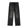 Pantalones vaqueros Muqiu para hombre, modernos, estilo americano, con textura, lavado de bambú, estilo "old money", casual para el día a día, largos