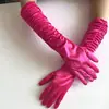 Luvas para Vestido de Noiva de Noiva Seda Amassada Comprimento Médio Cetim Elástico Cetim Cobertura para Dedos Palco Festa Casamento Casamento