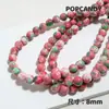 Pulseira Pedra Colorida de Chuva [Flor de Pessegueiro da Primavera] Retro Rosa Suave Verde Fresco Natural Colar de Contas Joias Contas Soltas