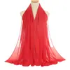 Novo Lenço de Cabeça de Chiffon com Pérolas e Strass para Mulheres, Lenço Longo com Corrente para Sorteio, Lenço Longo, Xale YS010
