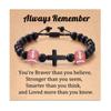 Pulsera de cuentas de fútbol con cruz estilo deportivo, pulsera ajustable tejida a mano con cuentas de piedra negra y balón, con cartón