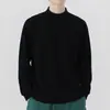Camiseta de Algodón Puro Pesado Estilo Americano 260g Cuello Semitortuga Manga Larga para Hombre Ropa de Otoño Color Sólido de Algodón Puro